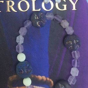 Amethyst and chrysoprase zodiac stretch bracelet- semiprecious handmade